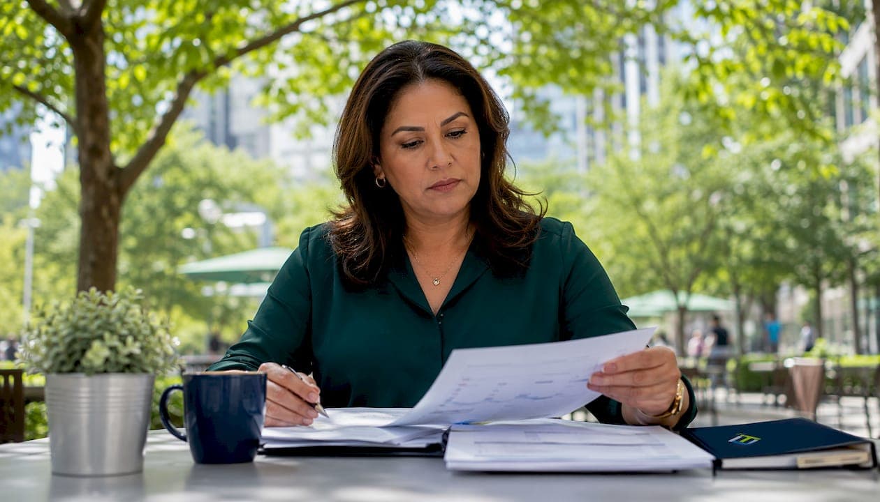 Payroll manager reviewing layered control payroll reports