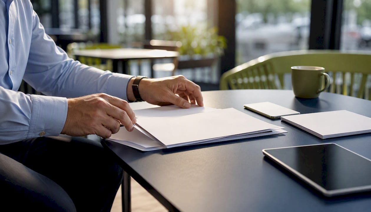 Hands sorting blank audit evidence files